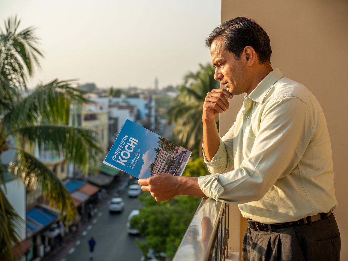 A man looking to best places to buy property in Kochi for nris