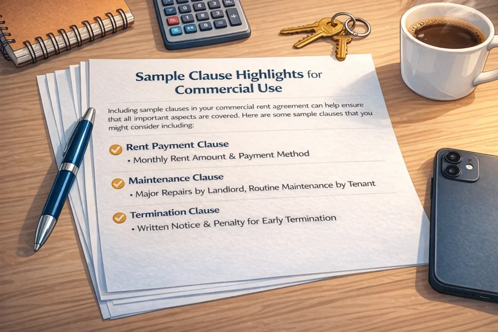 Sample Clause Highlights for Commercial Use