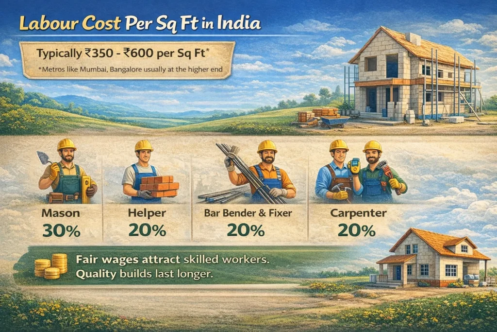 Labour Cost Per Sq Ft in India