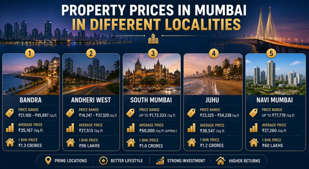 Property prices in Mumbai in Different Localities