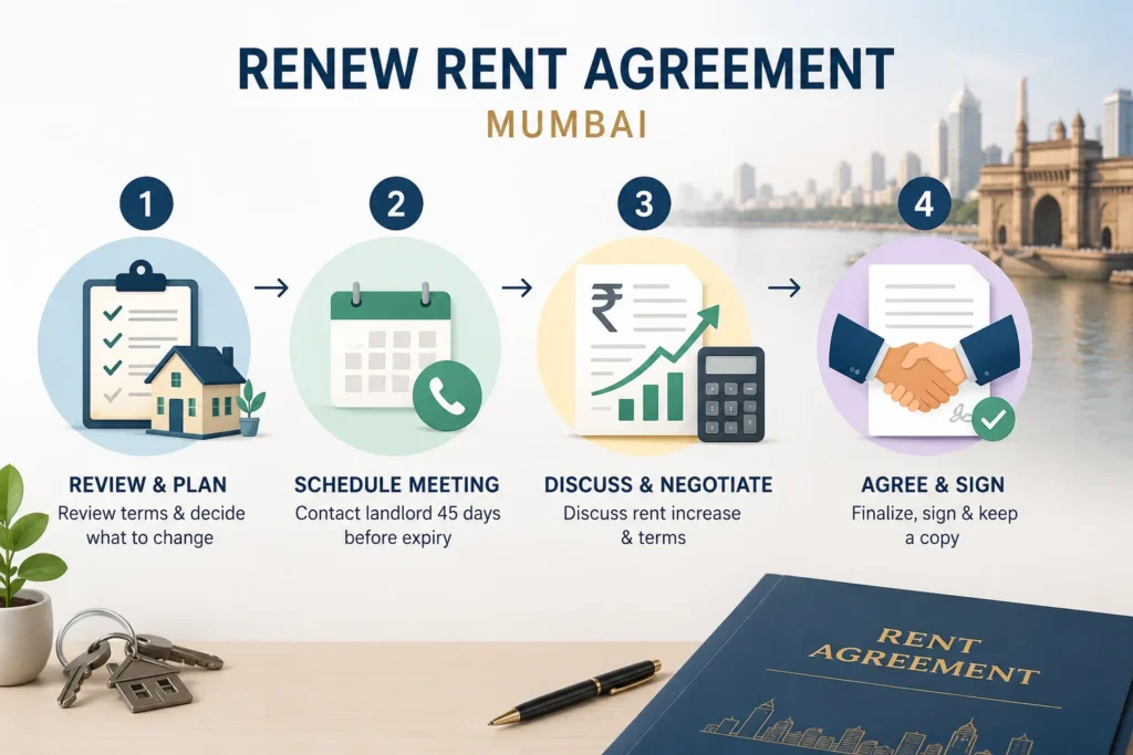 Steps to Follow to renew the rent agreement in Mumbai