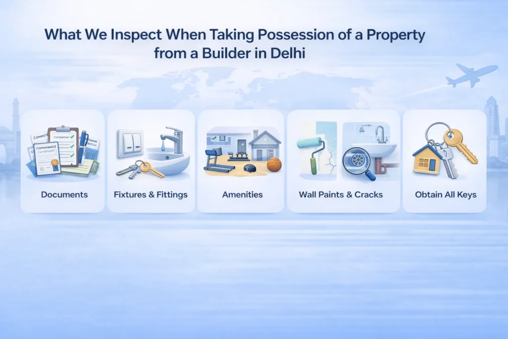 What do we inspect while we take possession in Delhi