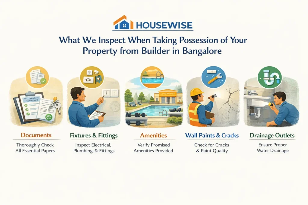 What do we inspect while we take possession of your property in Bangalore