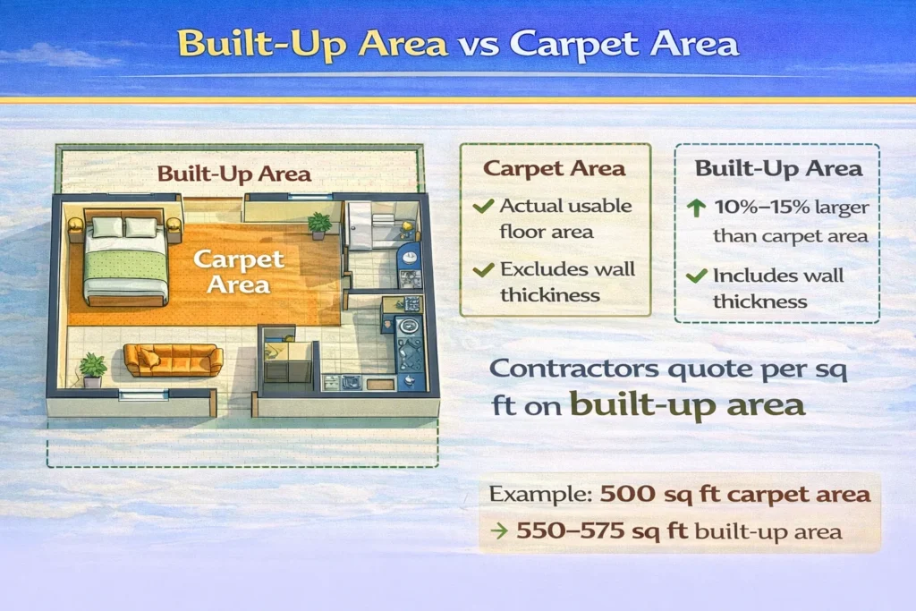 Built Up Area vs Carpet Area