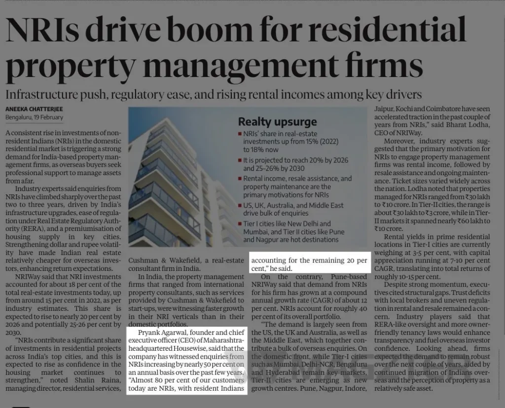 Housewise in business standards news