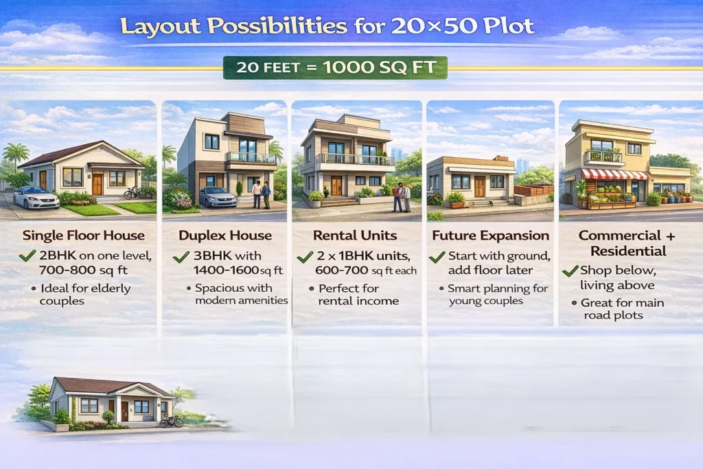 Layout Possibilities for 20×50 Plot