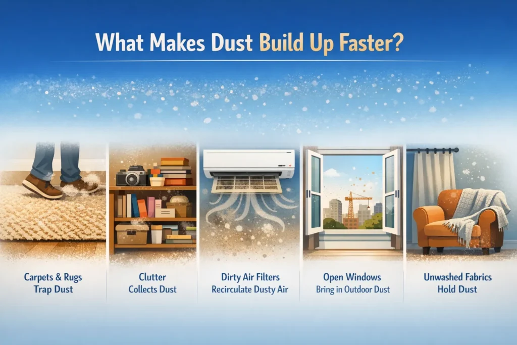 What Makes Dust Build Up Faster