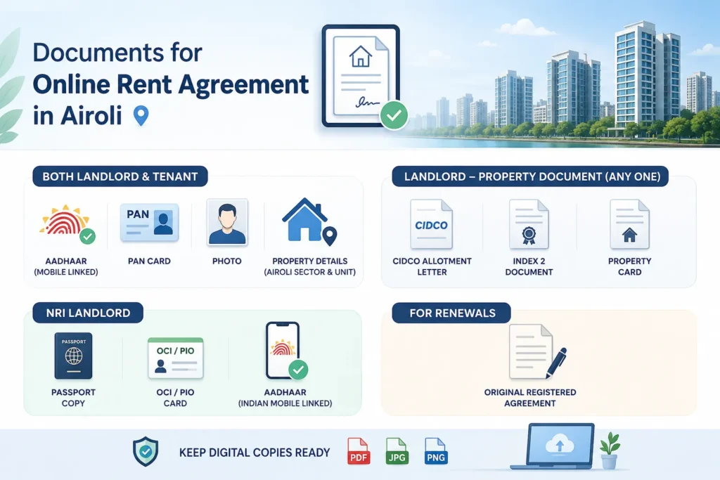 Documents Required for Online Rent Agreement in Airoli